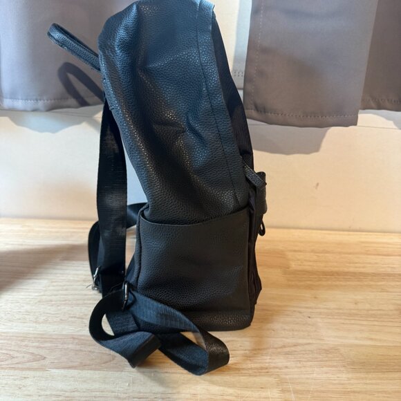 Black Faux Leather Small Backpack - Picture 5 of 5